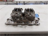 Small Block Chevy Aluminum 2-4 intake with carbs