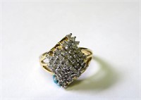 10k gold & diamond dress ring, size 6.75, 4 gms