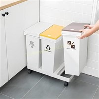 20Lx3 Compartment Trash Can with Wheels  60L