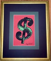 Andy Warhol Watercolor On Paper "Green Dollar Sign