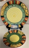 COLORFUL PLATES, 4 LARGE & 3 SMALL PLATES