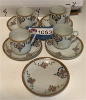 CUPS & SAUCERS, MADE IN JAPAN, 5 SAUCERS, 4 CUPS