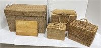 Group of Mid Century Rattan Wicker Items