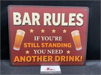 Plastic Bar Rules Sign