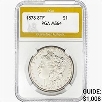 1878 8TF Morgan Silver Dollar PGA MS64