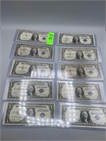 (10) $1 Silver Certificates Notes - () 1935 & () 1