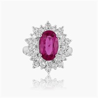 14K WHITE GOLD 2.15CT TOURMALINE 1.51CT DIAMOND RI