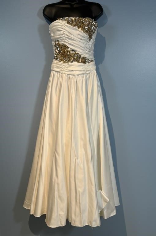 Yvonne LaFleur Embellished Satin Evening Gown