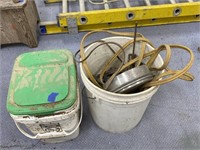 Bucket of PVC Pipe & Bucket of Elec Tools