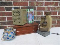 Misc. Lot - Jewelry Box, Water Fountain, Candle +