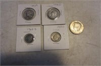 5 Silver Coins Dimes Quarters 1/2 Dollar