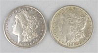 1880-S & 1900-O 90% Silver Morgan Dollars.