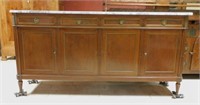 Louis XVI Style Marble Top Mahogany Sideboard.