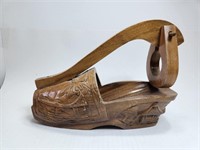 Wine Bottle Holder Carved Wood Holland Shoe Clog