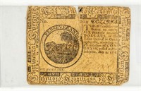 Coin $6 Bill-1776 Continental Currency-FA-AG