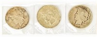 Coin Lot of Three 1922 Peace Dollars PDS-G-VF