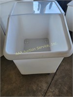 White Slant Top Mobile Ingredient Storage Bin ,