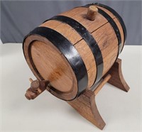 Oak Beer Barrel with Stand vtg