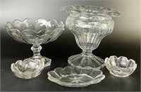 Heisey Scalloped Glass Footed Compotes & More