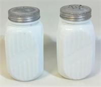 SCARCE PAIR OF LARGE 1930'S MILK GLASS SHAKERS