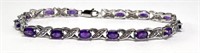 Sterling (Sun) Amethyst Tennis Bracelet 9 Grams