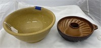 2 pc, Redware Mold, Yellowware crock bowl
