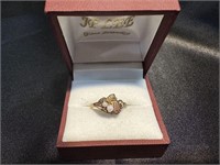 10K Gold Leaf Ring With Pearls Size 7