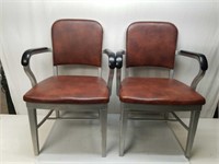 MCM Metal + Wood + Faux Leather Industrial Chairs