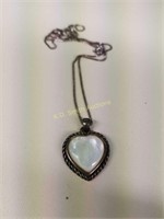 Sterling Silver & Mother of Pearl Heart Necklace
