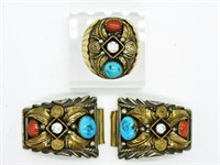 Sterling Navajo Watch Ends & Ring