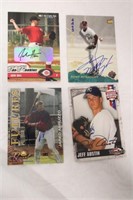 (4) AUTHENTIC AUTOGRAPH BASEBALL CARDS