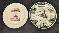 Two Vintage Texas Train Souvenir Plates