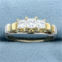 1ct TW Princess Three Diamond Wedding or Anniversa