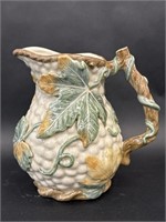 Fitz and Floyd Embossed Grape Leaf Ceramic Pitcher