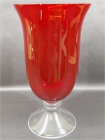 Ruby Red Vase with Clear Base