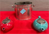 11 - 2 SMALL TEAPOTS & PLANTER / CONTAINER (G68)