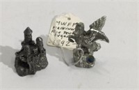 2 Miniature Pewter Figures T8D