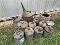 LOT OF 12 GALVANIZED GAS CANS CREAM CITY/NESCO