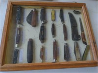 Knife Collection (19) Folding Knives in Display