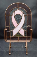 (S2) Lead Glass Style Breast Cancer Ribbon Decor