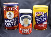 (S2) Lot of 3 Quaker Oats Advertising Tins