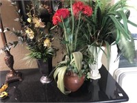3 Faux Plants in Decorative Pots