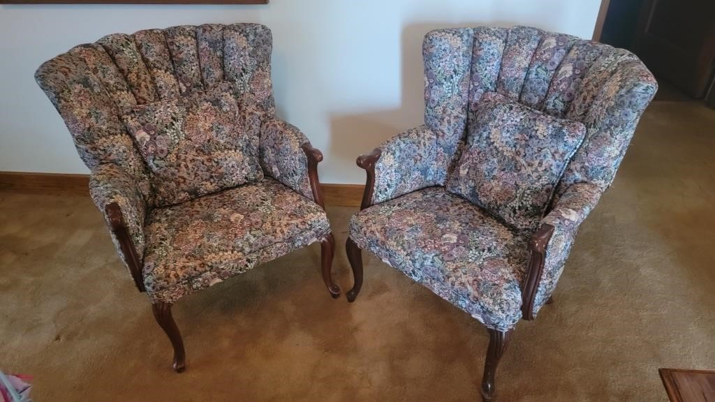 Pair of shell back chairs
