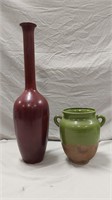 Tall Metal & ceramic vases