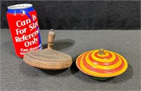 Vintage Wood & Tin Litho Toy Top-Lot