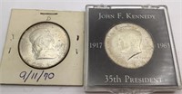 (2) Silver halves-1952D Franklin & 64 Kennedy
