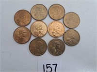 10 Sacagawea $1 Coins 6-P 4-D