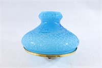 Victorian Blue Cased Embossed Kerosene Lamp Shade