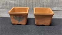 2 Small Deroma Made In Italy Terracotta Clay Plant