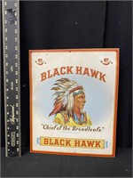 Black Hawk Tin Advertising Sign